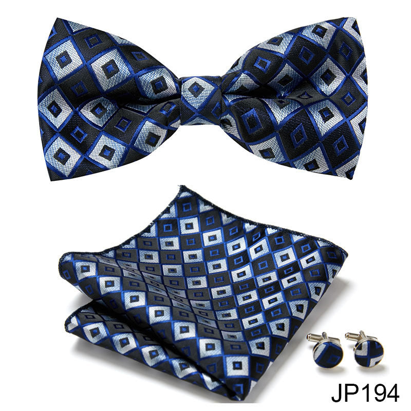 Men's Jacquard Bow Tie Set – Bow Tie, Pocket Square & Cufflinks | 36 Colors | Canada & USA