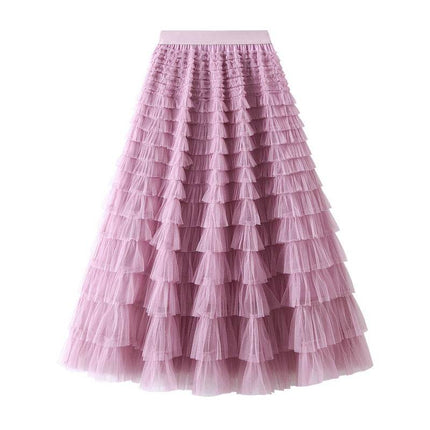 Cake Skirt Women's White Gauze long Layered tulle Skirt