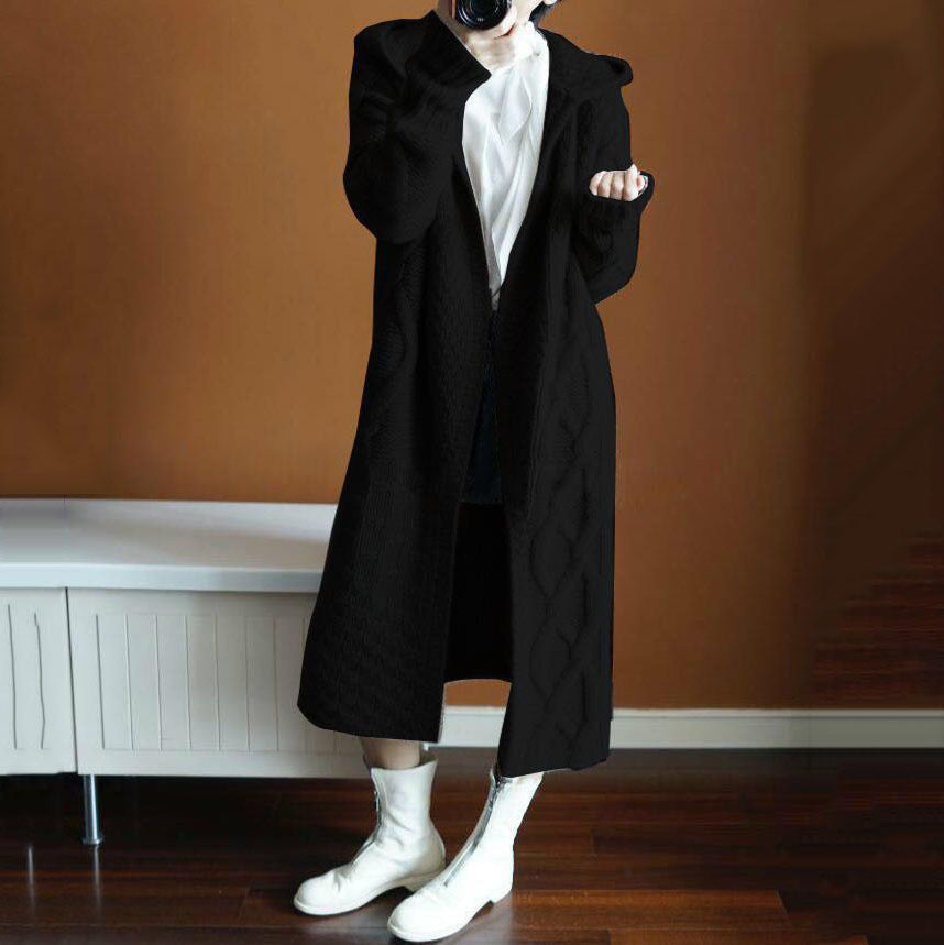 Women's Knit Cardigan Long Coat – OL Style Cotton Blend Canada USA