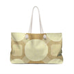 Neutral Geometric Circles Weekender Bag, Retro Beige Pattern Tote, Mom Lifestyle Travel Carryall, Large Beach Handbag