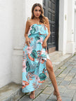Women's Spring And Summer Casual Tube Top Floral maxi Dress beach travel resort dress