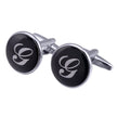 Men's Black Round Enamel Initial Letter Cufflinks – Brass & Crystal Formal Cufflinks A–Y | Canada & USA