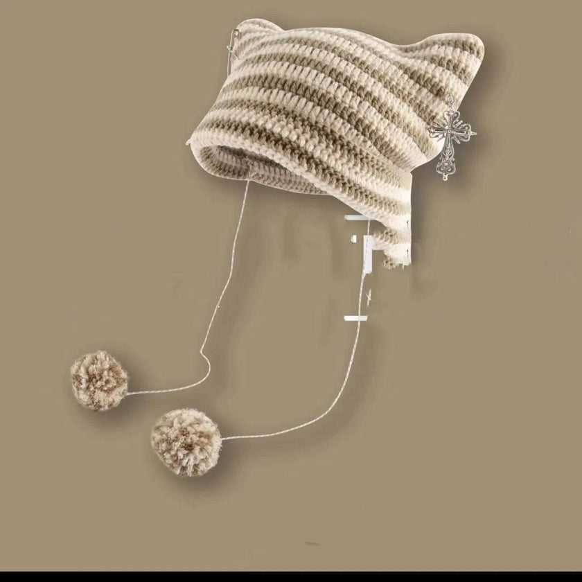 Breathable Windproof Cute Thermal Head Cover Woolen Cap beanies