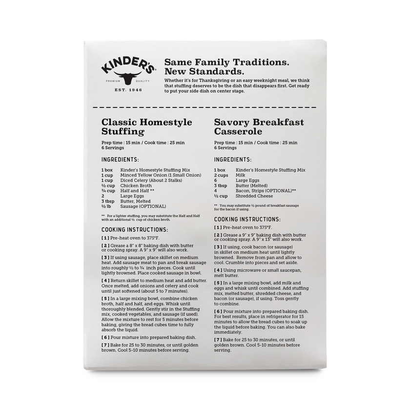 Kinder's Brown Butter & Herbs Homestyle Stuffing Mix