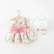 Baby Girl Floral Princess Dress with Matching Hat – Cotton Suspender Sundress for Toddlers