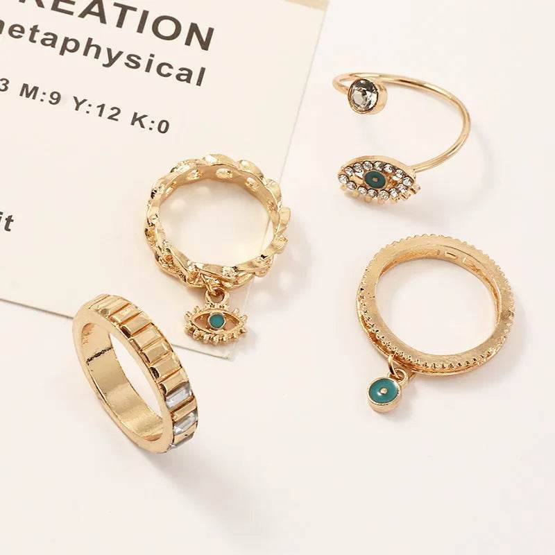 Personalized Punk Wind Demon Eye Diamond Drop Oil Ring for women
