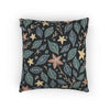 Floral Starleaf Pattern Woven Pillow | Botanical Night Leaves