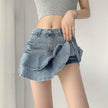 Women's White High Waist flared Mini  Denim Skirt golf skirt