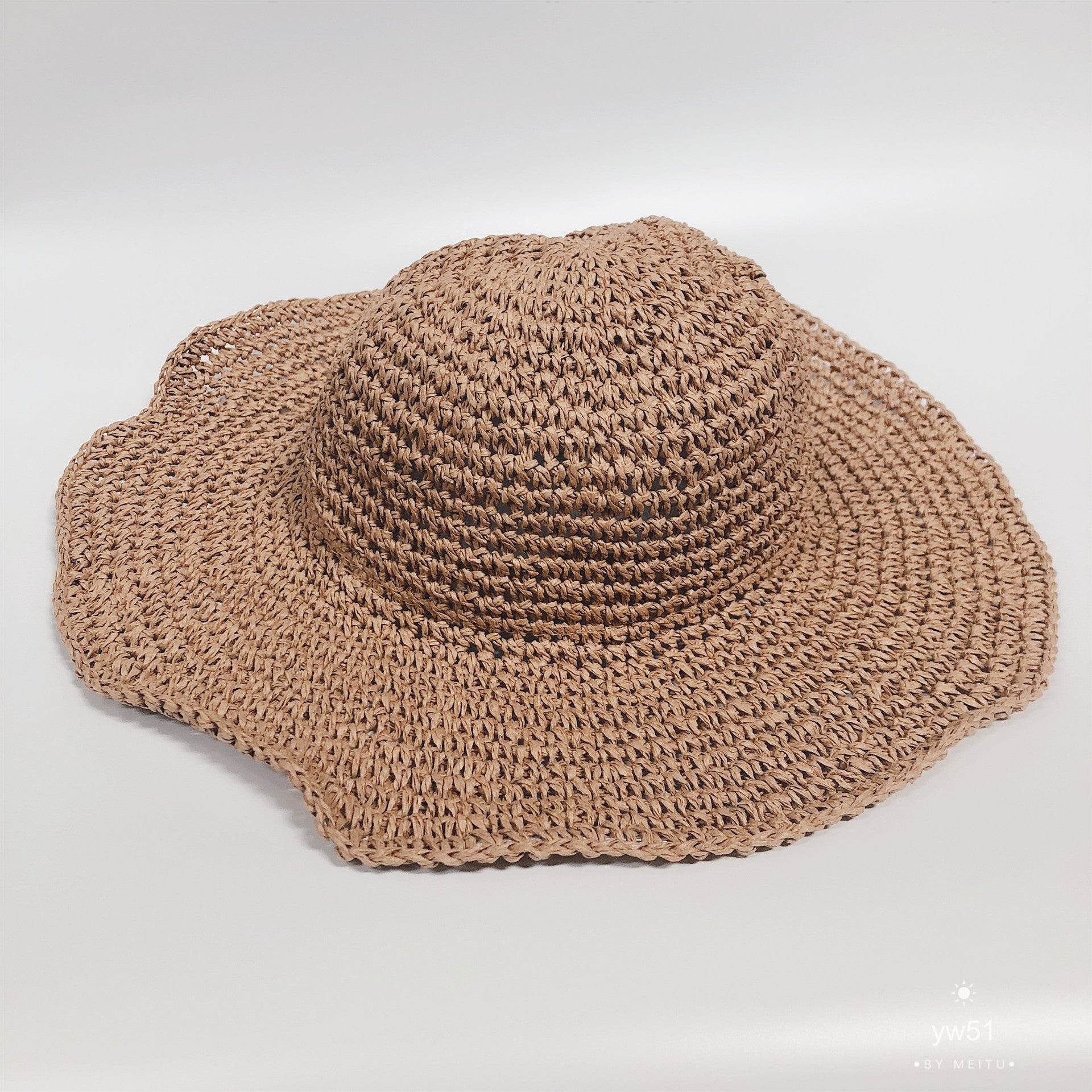 Summer Vacation Beach Outdoor foldable Large Brim Bucket Sun Hat for Women