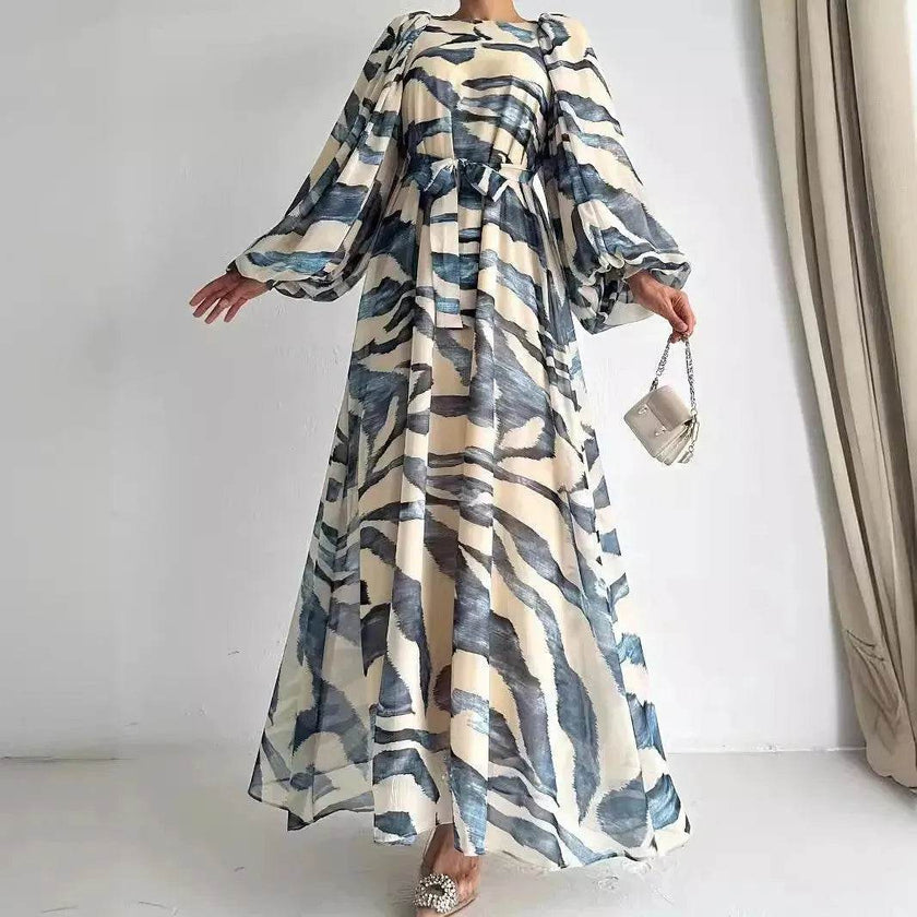 Elegant Printed Mum Long Maxi Dress