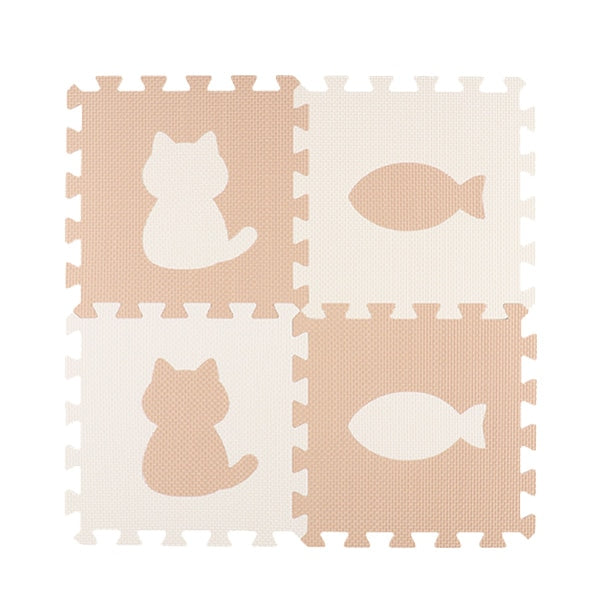 [ ケース販売 ]  SmartAngel  抗菌くみあわせマット 8枚入り（カフェラテ&ミルク:CAT）×12個入 [西松屋]【日本出荷】