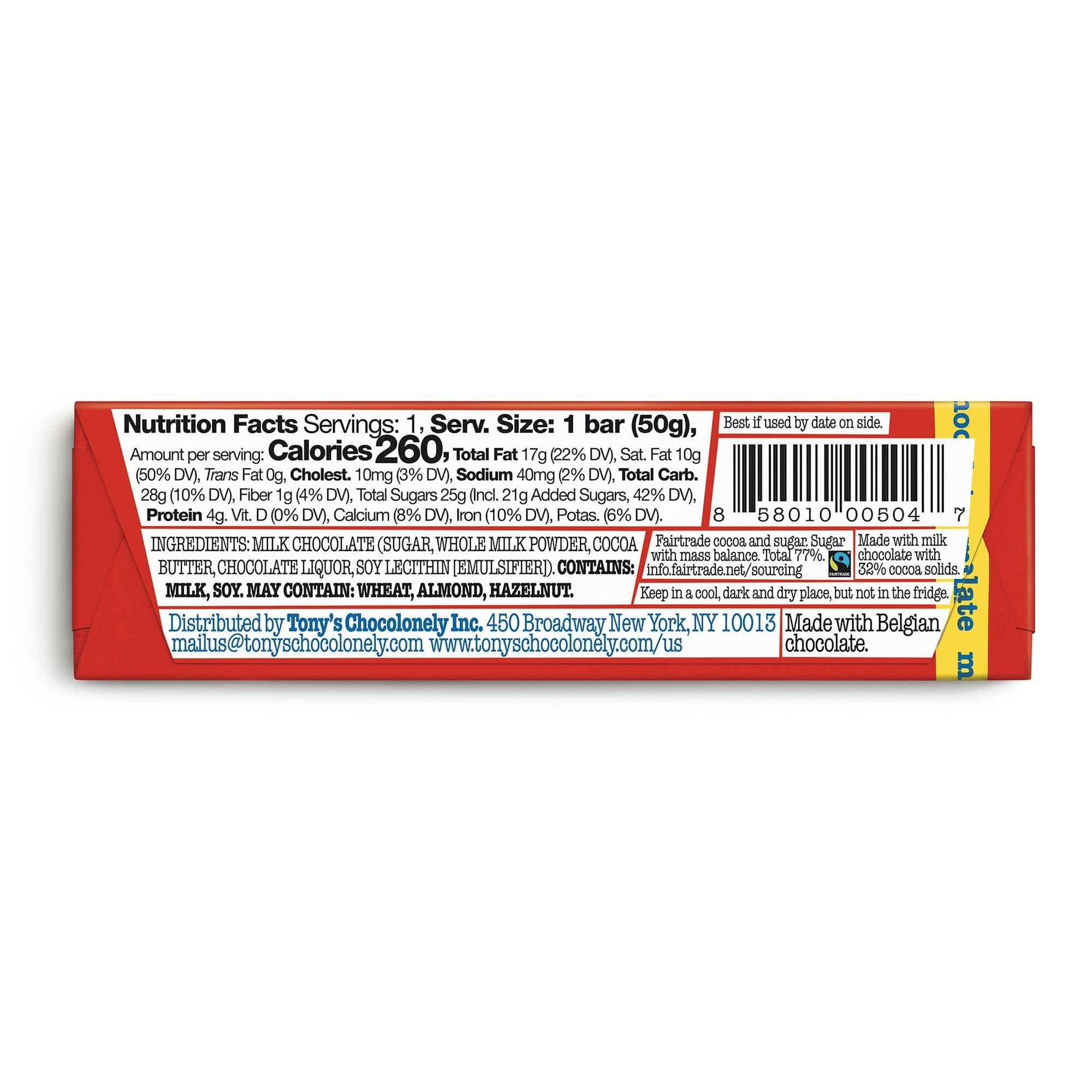 Tony's Chocolonely Milk Chocolate Bar, 50g