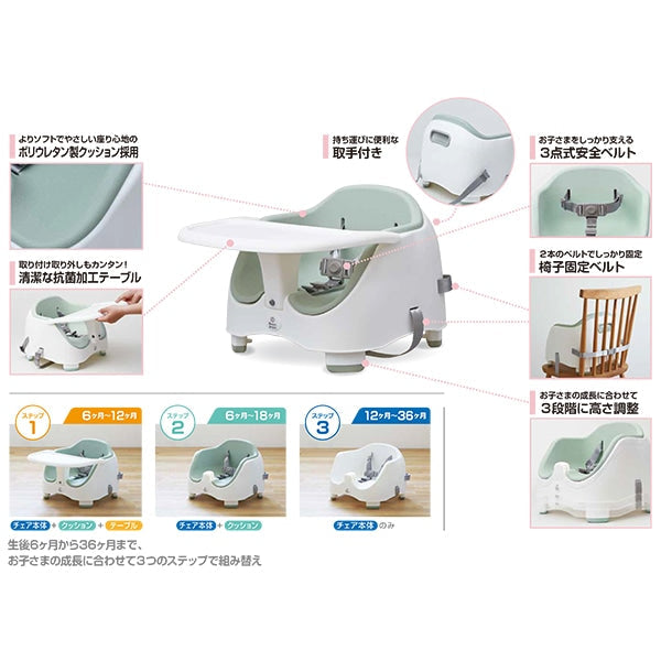 [ ケース販売 ]  SmartAngel  高さ調整ブースターチェア（ミントグリーン）×4個入 [西松屋]【日本出荷】