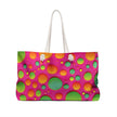Colorful Bubble Pattern Weekender Bag | Neon Pink Green Orange, Large Tote Bag