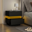 Emma Bedside Table with Charging Station, USB Ports and LED Light-Black