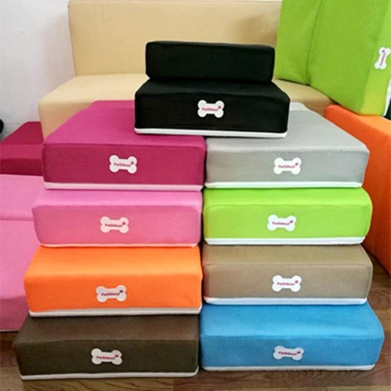 Foldable Pet Stairs – 2-Step Foam Dog & Cat Steps (Small & Large, Multiple Colours)