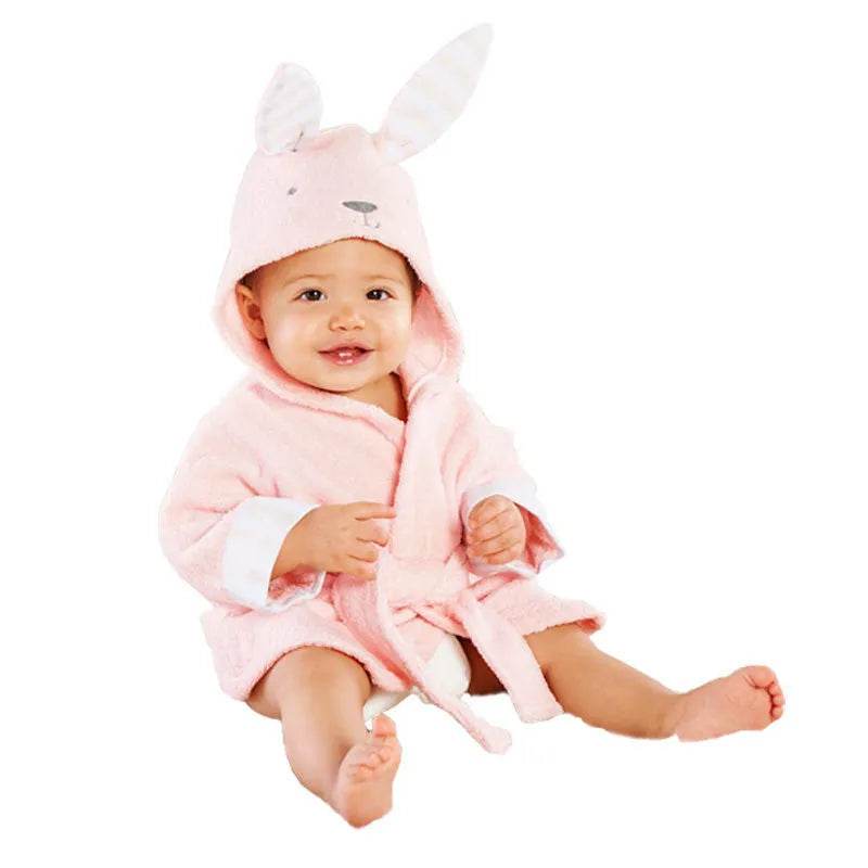 Infant Fashion Simple Cartoon Animal Fleece Bathrobe