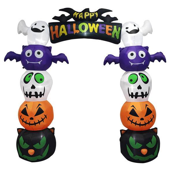 8.2ft Stacking Head Arch, 7pcs White LED Lights, Halloween Inflatable Decoration 12V