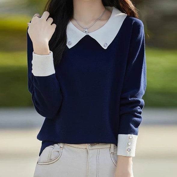 Lapels Bottoming Sweater blouse top For Women