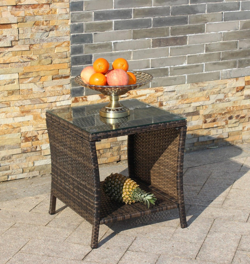 Outdoor Patio Furniture 1 Coffee Table With Clear Tempered Glass
