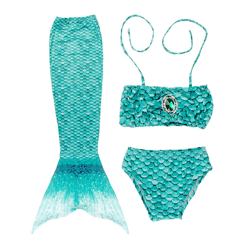 Girls Mermaid Bikini Set for Kids – 3-Piece Swimsuit with Skirt, Panties & Bra (Ages 3–8)