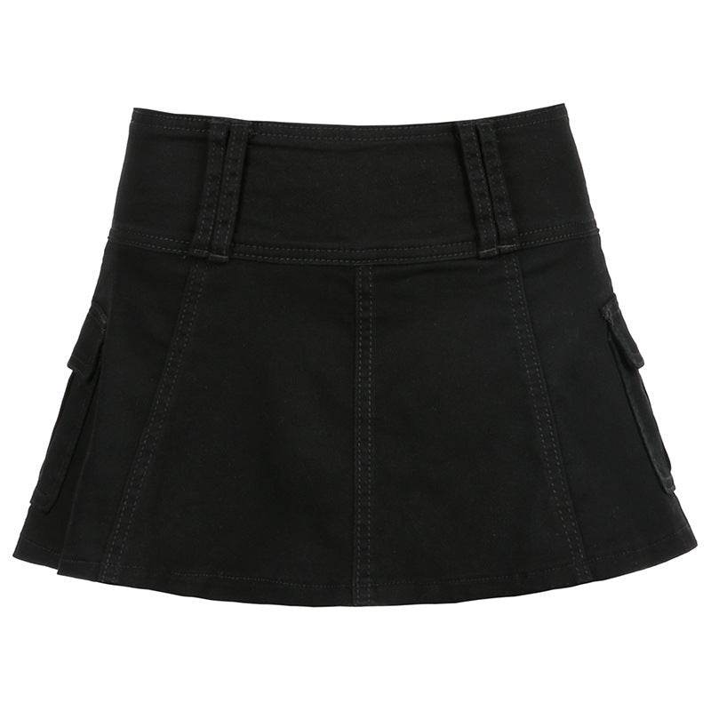 Solid White Black Denim Fashion Mini Skirt