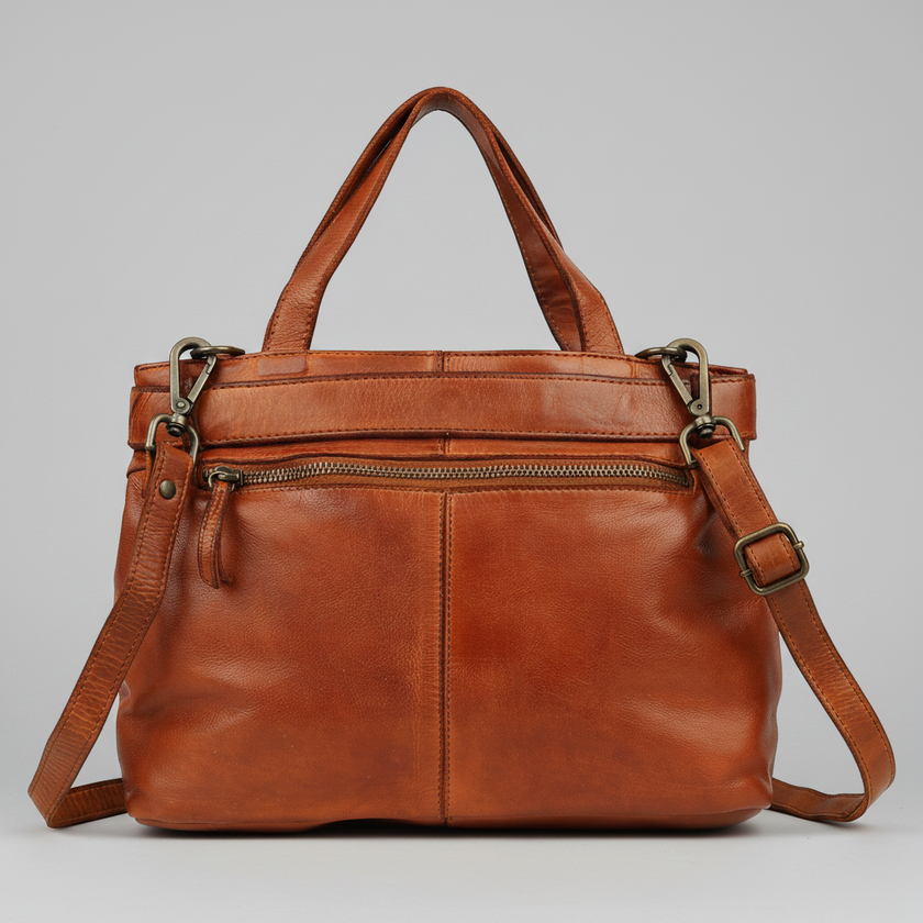 MET Premium Leather Shoulder Bag. Elegant Multi-Compartment Handbag