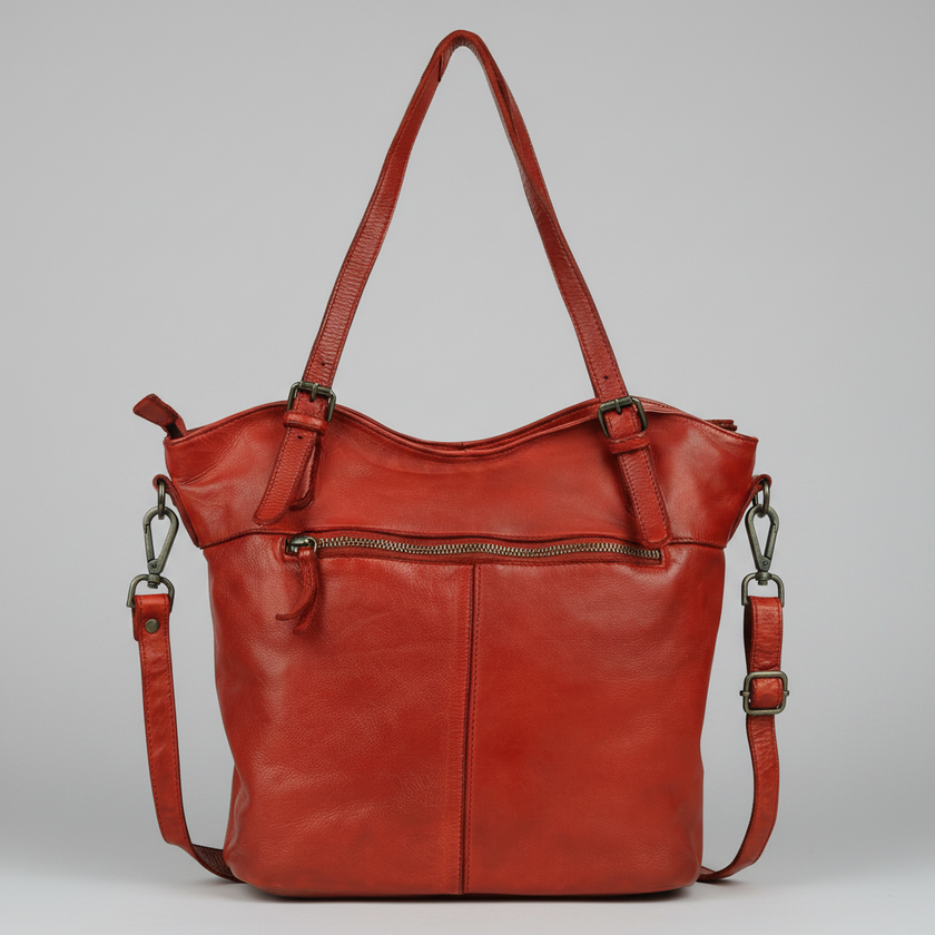 MET Leather Handbag for Women. Tote with Adjustable Dual Handles