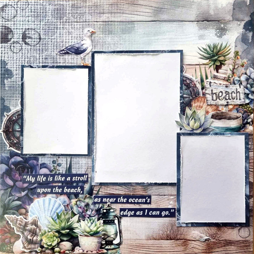 3Quarter Designs Coastal Boardwalk 12x12 Design Paper & Diecuts Set