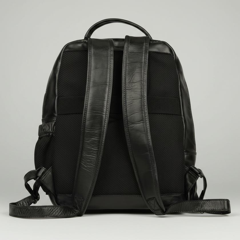MET Premium Leather Backpack. Dual-Compartment Urban Commuter Pack