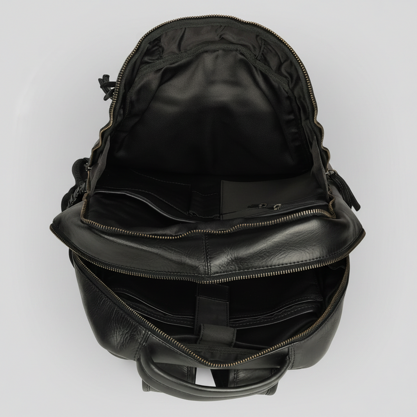 MET Premium Leather Backpack. Dual-Compartment Urban Commuter Pack