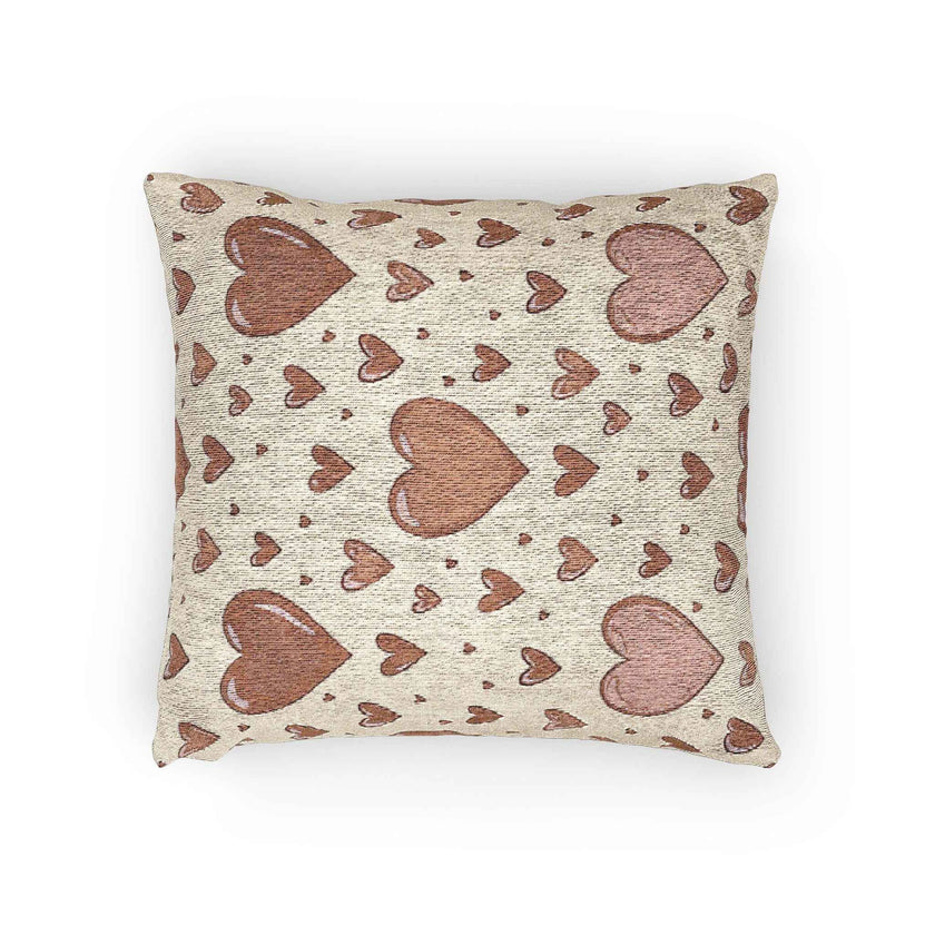 Pink Heart Pattern Woven Pillow | Boho Valentine Home Decor