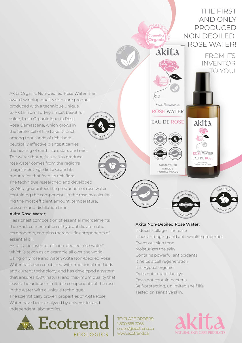 Akita - All Natural Rose Water, 100ml