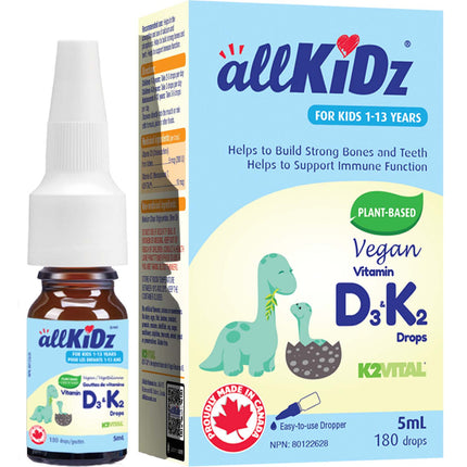 Allkidz - Vitamin D3 & K2 Drops, Vegan, 5ml