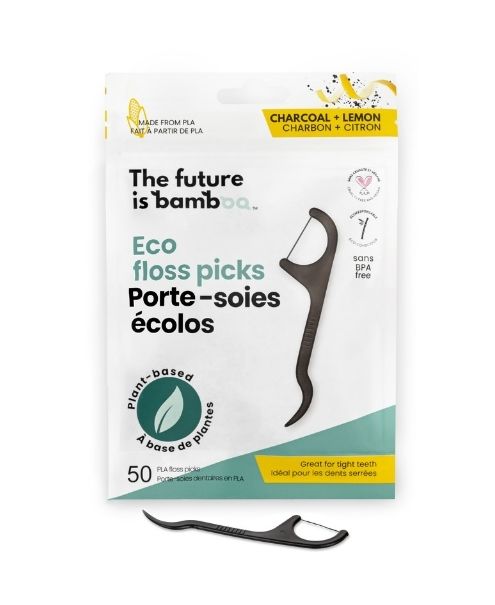 The Future Is Bamboo - Floss Picks - Charcoal Lemon (50pcs/6pk)