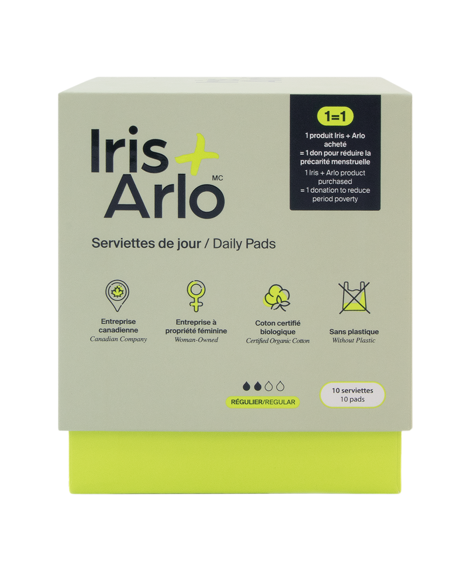 Iris + Arlo - Daily Pads, reg - 100% Organic Cotton