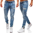 European And American Men's Denim Fabric Casual Frosted Zipper Design Jeans pant Men