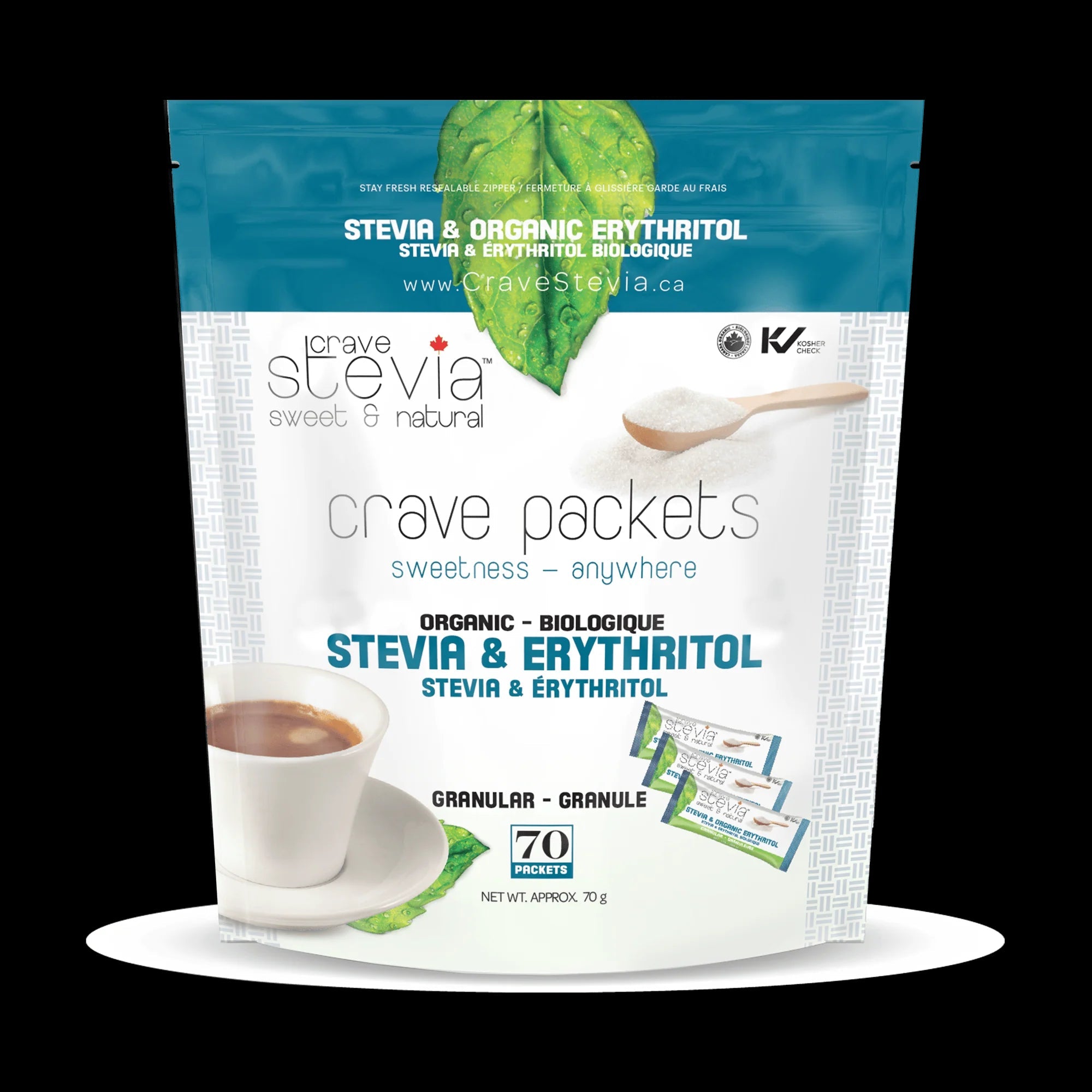 Crave Stevia - Monk Fruit & Erythritol Packets 70Ct