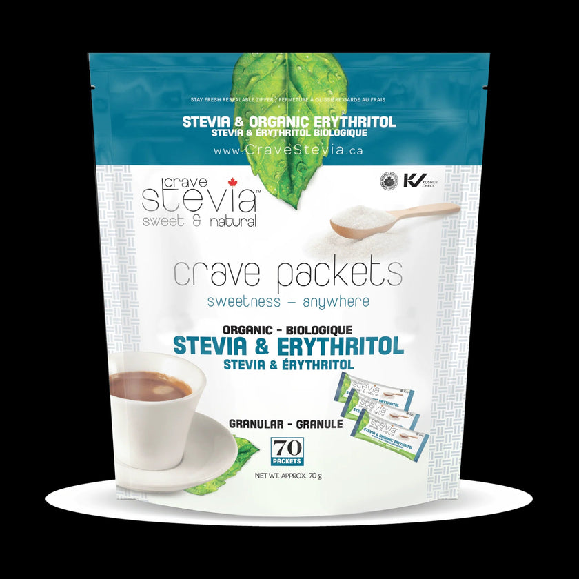 Crave Stevia - Monk Fruit & Erythritol Packets 70Ct