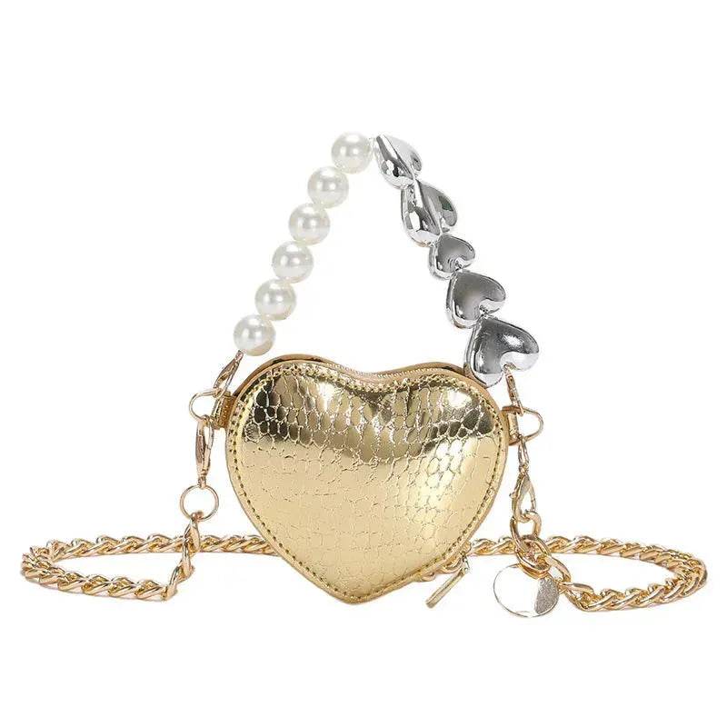 Love Shape Pearl Mini Messenger Bag for ladies y2k crossbody bag