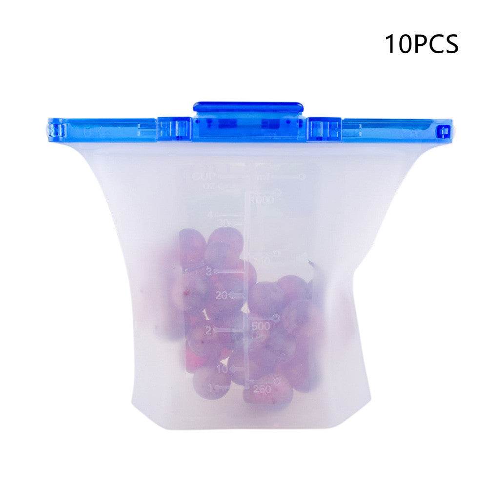 10pcs Kitchen Refrigerator Silicone Food Storage Bag