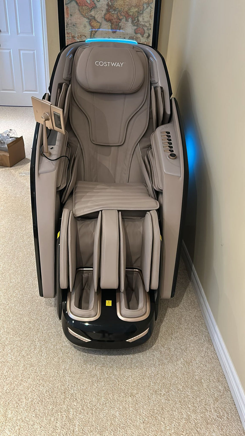 Mega Sale-2025 Model-Costway- Kenzo-Premium 4D+3D Dual Roller System Hybrid Flex Track Zero Gravity Full Body Massage Chair w/ Heart Rate Monitor,Fragrance Therapy, Waist & Calf Heater, Calves & Foot Rollers, Thai Stretch, Voice Control