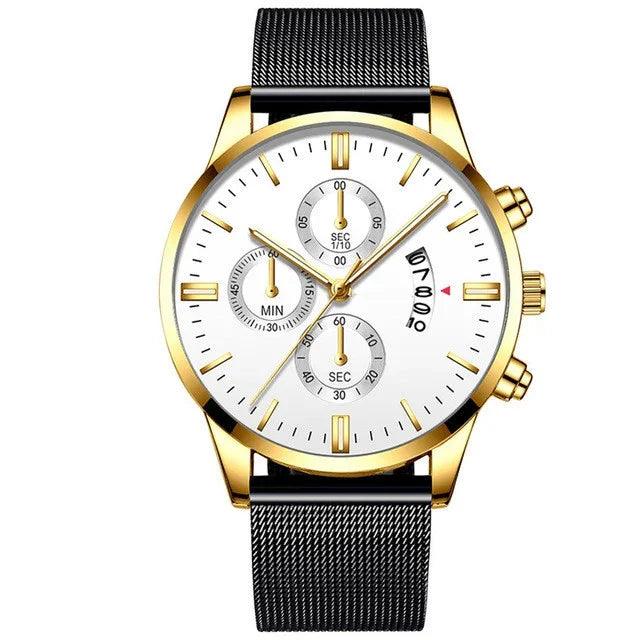 Mens Business Luxury Watches For Men Mesh Band Quartz Watch