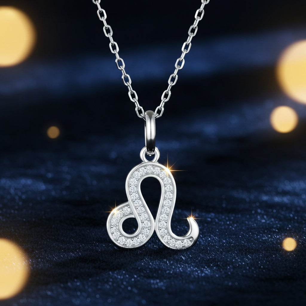 Leo Zodiac Moissanite Necklace Pendant – S925 Silver, GRA Certified | Platinum Plated