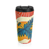 Tropical Palm Leaves Travel Mug | Floral Hibiscus Stainless Steel