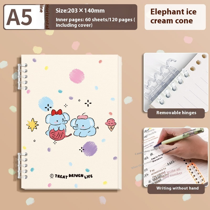 A5 Cute Loose-Leaf Notebook – Detachable Coil, Kawaii Cover Designs