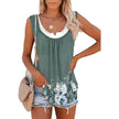 Casual Spring And Summer Tops Printed Sleeveless Pleating Vest T-shirt For Women