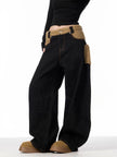 Retro Minority Design Inside-out Wear Stitching Baggy Jeans Pant For Women