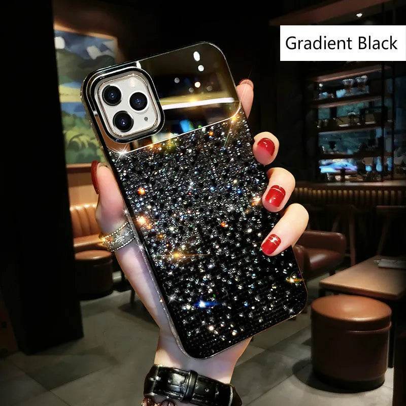 Silicone Gradual Rhinestone iphone case Apple Phone Protective  Case