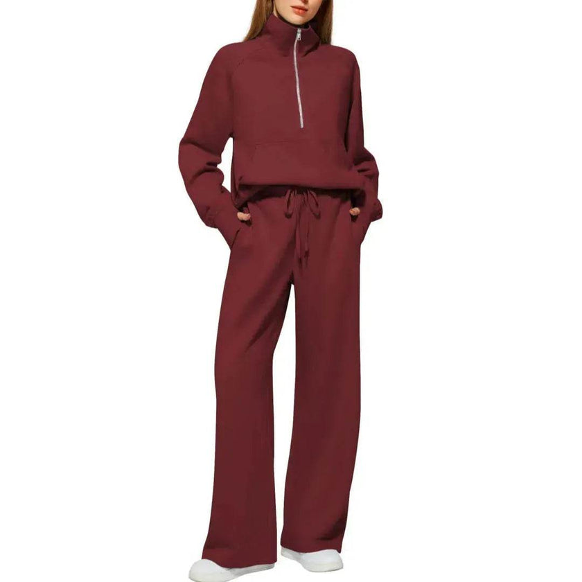 Plain Women Matching Casual Winter Tracksuit set - joggers and hoodie set for women
